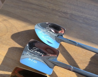 Shovel-shaped Engraved Novelty Stainless Steel Spoon Gift Pack for celebrating: anniversary, birthday.
