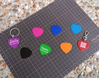 Placa de identificación para mascotas con forma de corazón grabada personalizada: Placa de identificación para perro de aleación de aluminio