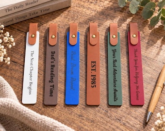 Custom Leather Bookmark, Personalised hardcover Strip, Gift for Book Lover, Teacher Present