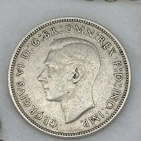 1944 - 1 Florin Coin - Australia - George VI - 11g Silver Coin .925 - S United States Mint, San Francisco - Diameter 28.5mm. Good condition.