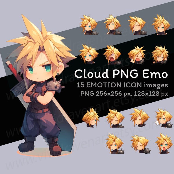Cloud Final Fantasy VII Emotion PNG Set