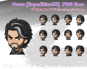 Verso-emotepakket voor Twitch/Discord: Expedition 33 Chibi-gezichtsuitdrukkingen | Digitale download