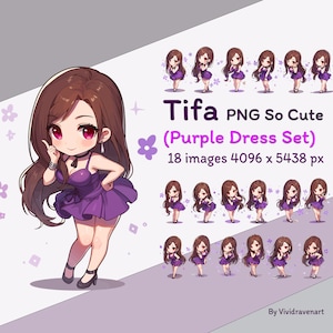 ティファの紫色のドレス：かわいいPNGコレクションセット