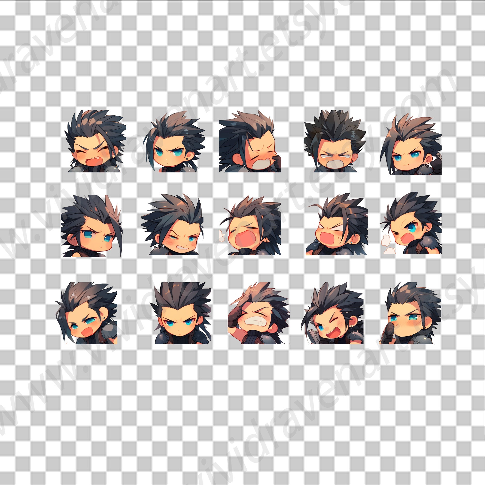 Zack Final Fantasy VII Emotion PNG Set - Etsy