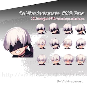 Conjunto de imágenes PNG de emociones de Nier Automata de 9 segundos