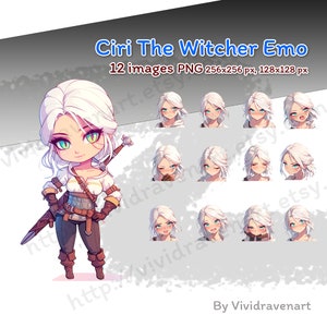 Conjunto de emociones PNG de Ciri The Witcher