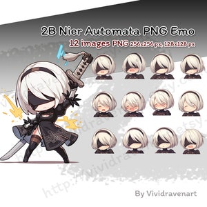 Conjunto de imágenes PNG de emociones de Nier Automata 2B