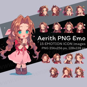 Aerith Final Fantasy VII Emozione PNG Set