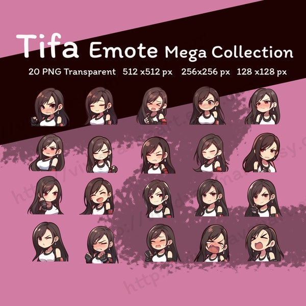 Tifa Lockhart Emote Mega PNG colección conjunto de 3 tamaños