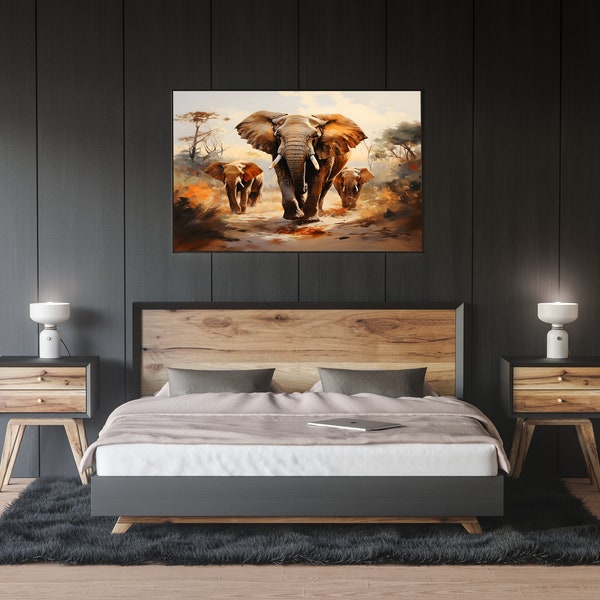 Tier Poster Elefanten, Wildtiere, Dekoration, Poster, Kunstdruck, Printdatei