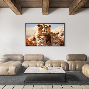 Tier Poster Löwe mit Jungtieren, Wildtiere, Dekoration, Poster, Kunstdruck, Printdatei