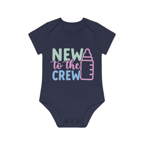 Baby Body New to the crew, Kleinkind Body, Organische Baumwolle, Geschenk für Mama und Papa, verschiedene Farben, Patentante und Patenonkel