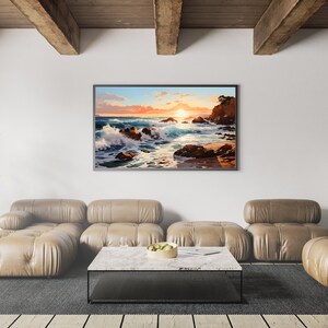 Brandung Strand Sonnenuntergang Landschaft Leinwand Druck Wand Kunst Landschaft Dekor Wallart Gemälde Bild 3