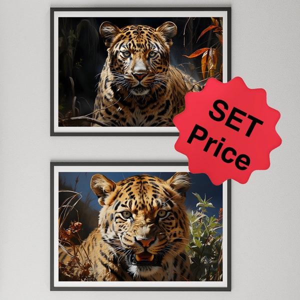 Leopard, Home Print Poster Set, Digitaler Download, Aquarell, Wildkatze, Druck für Zuhause, Wallart, Wand Kunst, Gemälde zum Selbstdruck