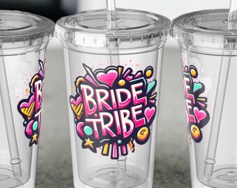 Bride Tribe Acrylic Tumbler for Bachelorette Party Gifts Wedding Prep Bridal Shower Favors Customer Drinkware Personalized Cups for Her