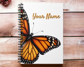 Custom Monarch Spiral Notebook for Butterfly Lovers Personalized Spiral Journal Gift for Her Beautiful Butterfly Journal