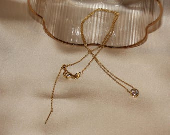 18K ゴールドフィルド キュービックジルコニア ブレイクアウェイ ネックレス | 18K ゴールドフィルド ネックレス | キュービックジルコニア チャーム ネックレス | スレッダー スタイル ネックレス