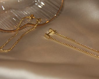 18K ゴールドフィルド キュービックジルコニア リンク スタッド イヤリング | ゴールドフィルド スタッド イヤリング | キュービックジルコニア イヤリング | チェーン イヤリング | 18K ゴールドフィルド