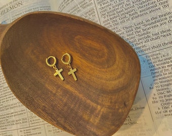 18K ゴールドフィルド クロス ハギー | 18K ゴールドフィルド クロス ハギー フープ イヤリング