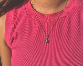 シルバー スター ネックレス | バブル リンク チェーン | スター ネックレス | シルバー ネックレス | ハンドメイド ネックレス | ハンドメイド ジュエリー