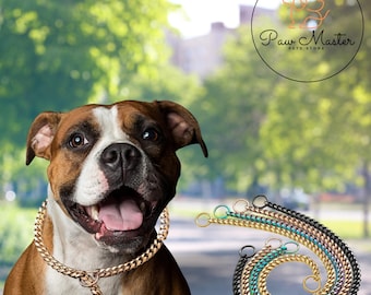 Luxe Cuban Link-halsband – robuuste roestvrijstalen ketting voor grote honden