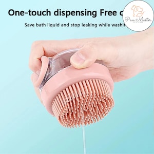 Silicone Dog Brush With Shampoo Dispenser – Soft Grooming Brush – Bath and Massage Accessory
