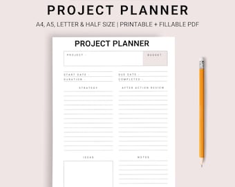 PROJECT PLANNER PRINTABLE, School Project Planner, Project Planning Pdf, Project Tracker Printable, Productivity Planner, Work Planning