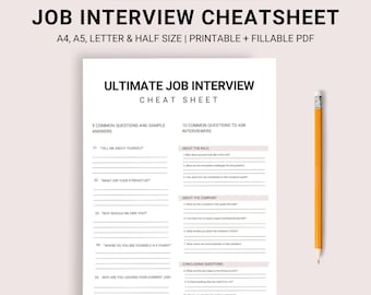 Ultimate JOB INTERVIEW CHEATSHEET, For Job Seekers, Common Interview Questions, Question To Ask Interviewers, Interview Cheat Sheet pdf, png