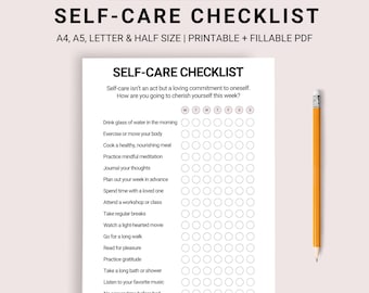 SELF CARE CHECKLIST, Wellness Planner, Self Care Tracker Printable, Routine Planner, Habit Planner, Self Care Tracker, Wellness Printable