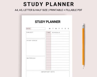 STUDY SCHEDULE TEMPLATE, Study Plan, Study Planner Digital, Study Schedule, Weekly Student Planner, Student Planner, Study Planner Printable