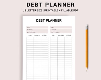 DEBT PLANNER PRINTABLE, Debt Payment Tracker, Debt Snowball Book, Debt List Printable, Debt Free Journal, Monthly Debt Payoff, Debt Snowball