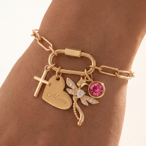 Build Your Own Custom Bracelets • Custom Gifts • Birthstone Charms • Initial Bracelet • 14K Gold Lockets • Carabiner • Engraved Jewelry Gift