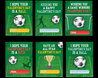 Cartes de football de Saint-Valentin pour les enfants, téléchargement numérique imprimable INSTANTANÉ, garçons et filles de la Saint-Valentin