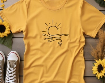 Retro Sunset Rays Wavy Shirt, Sun Shirt, Retro Sunshine Shirt, Sun Rays Tee, Beachy Vibes Tee, Retro Summer Time ,Sunset Tshirt,Sunset Shirt