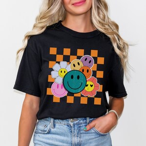 Checkered Pattern Smile Face Shirt,Retro Smiley Face Shirt,Smile Face Shirt,Happy Face Shirt,Cute Smile Shirt,Smile Shirt,vintage smiley