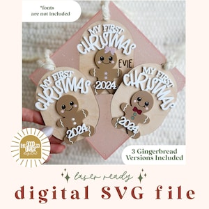 SVG ジンジャーブレッド 1st クリスマス オーナメント ファイル | ジンジャーブレッド ファイル | 赤ちゃんの初めてのクリスマス SVG | 私の初めてのクリスマス SVG | 赤ちゃんの初めてのクリスマス