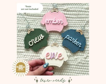 SVG Oversized Embroidered Name Sweater | Christmas Ornament SVG | Kids Christmas Ornament SVG |  Ornament File