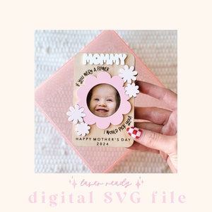 SVG Mother's Day Fridge Magnet Photo Frame | Mother's Day Digital File | Gift for Mom | Laser Ready File | Flower File | Fridge Photo Magnet