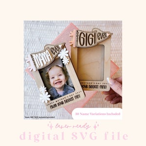 SVG Mother's Day Fridge Magnet Photo Frame | Mother's Day Digital File | Gift for Mom | Laser Ready File | Best Ever | Fridge Photo Magnet