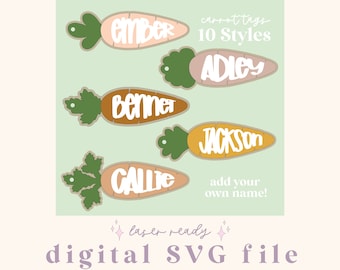 SVG Easter Carrot Tag File | Easter Digital File | Carrot SVG File | Laser Ready File | Easter Tag File | Carrot SVG | Carrot Basket Tag