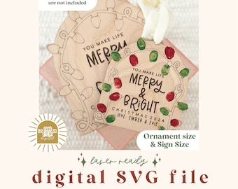 SVG Christmas Gift Fingerprint Craft File | Christmas Digital File | DIY Christmas Gift | Laser Ready File | SVG File | Fingerprint Art