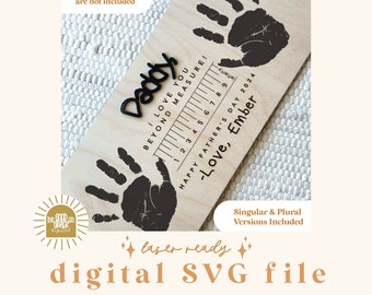 SVG Father's Day Handprint Sign | Father's Day Digital File | Gift for Dad | Laser Ready File | Handprint Sign SVG | Hands Down