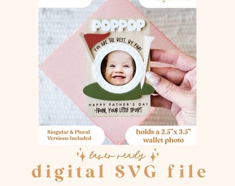 SVG Father's Day Golf Fridge Magnet Photo Frame File | Father's Day Digital File | Gift for Dad| Laser Ready File | Fridge Photo Magnet