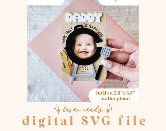 SVG Father's Day Grill Fridge Magnet Photo Frame File | Father's Day Digital File | Gift for Dad| Laser Ready File | Fridge Photo Magnet