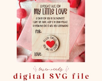 Arquivo SVG de abraço de bolso | Arquivo Digital do Dia dos Namorados | Arquivo SVG dos namorados | Arquivo pronto para laser | Arquivo laser dos namorados | Abraço de bolso | Presente para criança