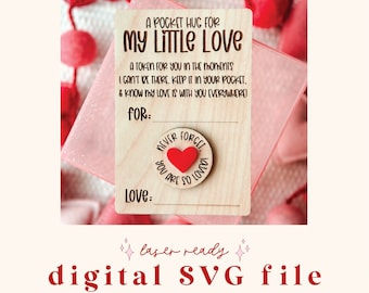 SVG Pocket Hug File | Valentines Day Digital File | Valentine SVG File | Laser Ready File | Valentine laser file | Pocket Hug | Gift for Kid