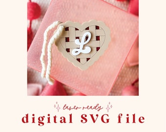 SVG Cherry Pie Heart Tag | Valentines Day Digital File | Valentine SVG File | Laser Ready File | Valentine laser file | Love Basket Tag