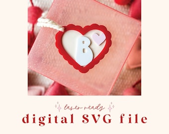 SVG Scalloped Heart Tag | Valentines Day Digital File | Valentine SVG File | Laser Ready File | Valentine laser file | Love Basket