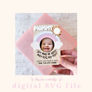 SVG Mother's Day Fridge Magnet Photo Frame Mother's Day Digital File Gift for Mom Laser Ready File RainbowFile Fridge Photo Magnet image 3