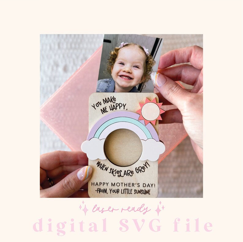 SVG Mother's Day Fridge Magnet Photo Frame Mother's Day Digital File Gift for Mom Laser Ready File RainbowFile Fridge Photo Magnet image 2